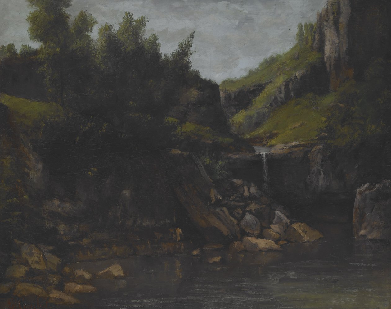 Cascade in a Rocky Landscape, cca 1872-4 (olej na plátně) od Gustave Courbet