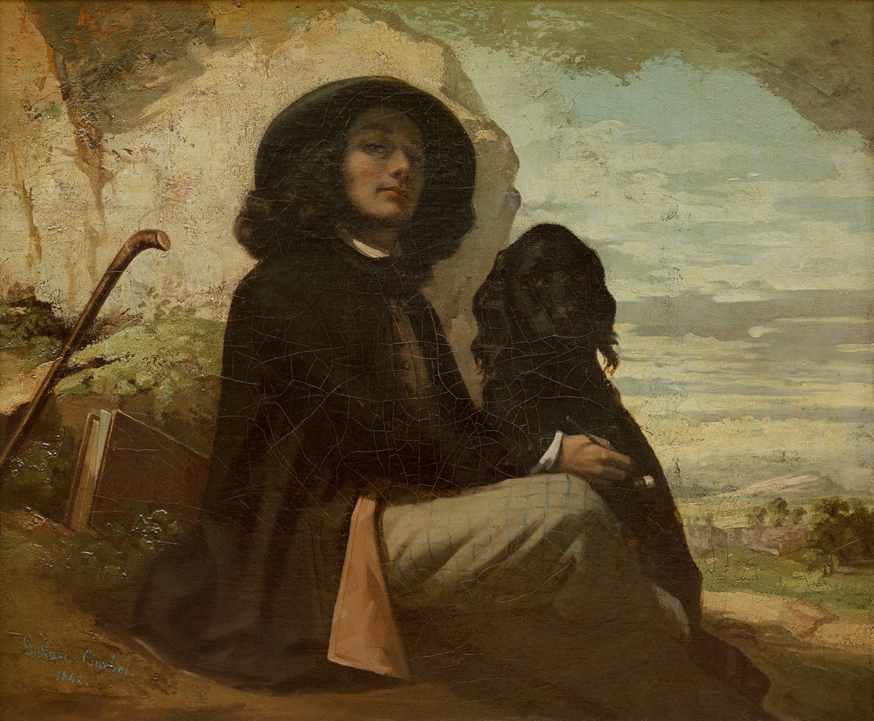 Courbet se svým černým psem od Gustave Courbet