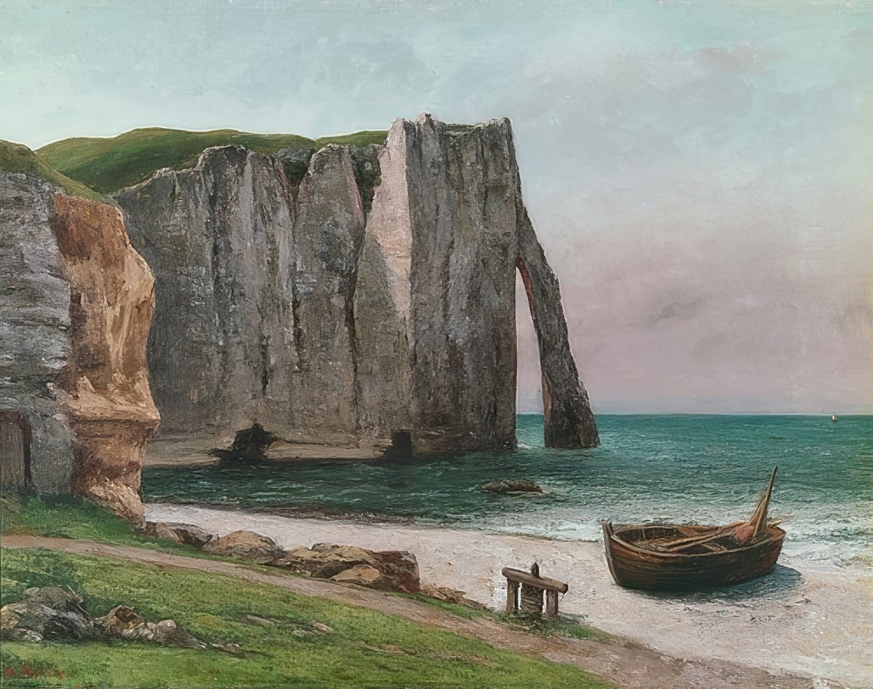 Felsen von Etretat (Útes Étretatu). Um 1869 od Gustave Courbet