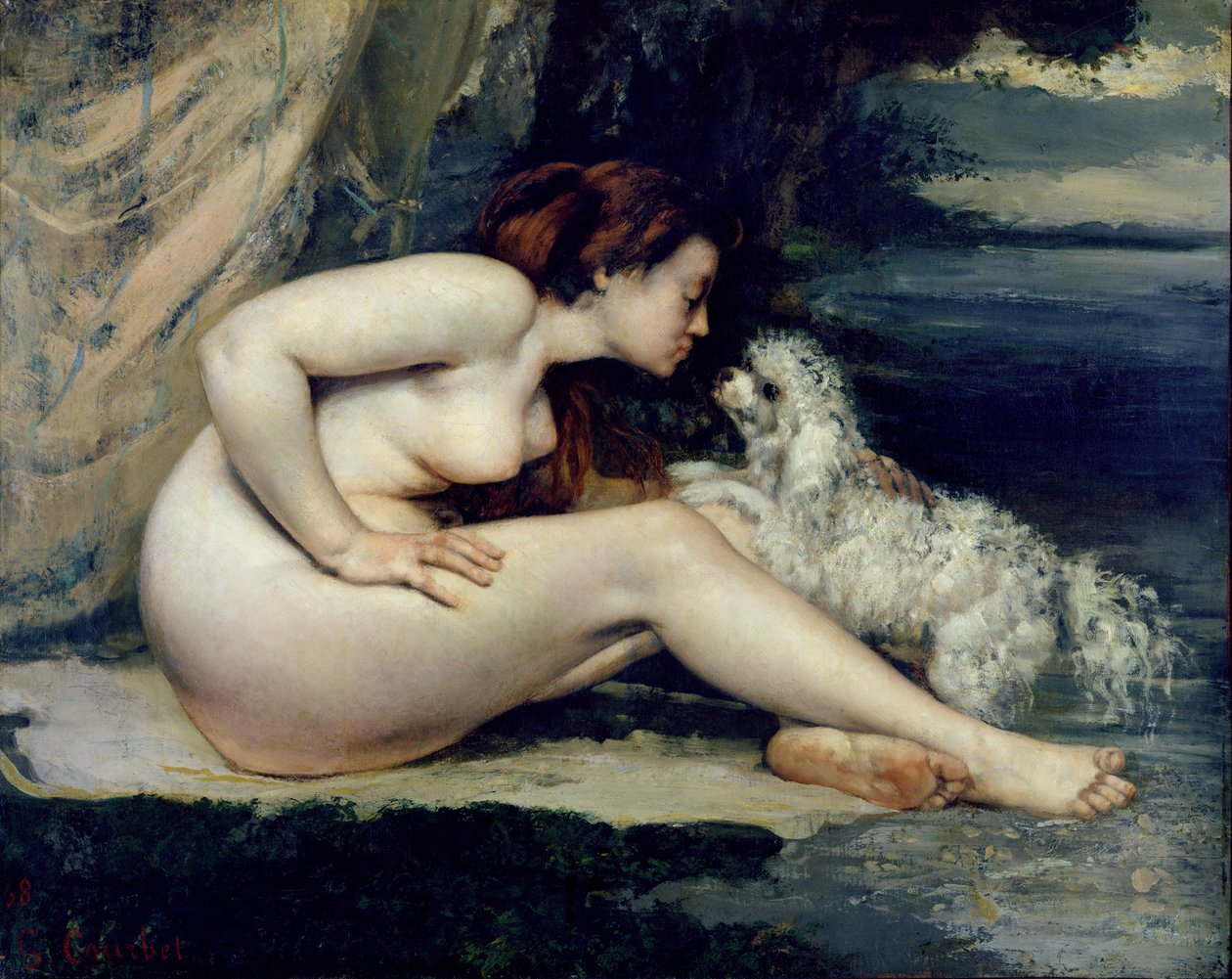 Ženský akt se psem (Portrét Leotine Renaude) 1861-62 (olej na plátně) od Gustave Courbet