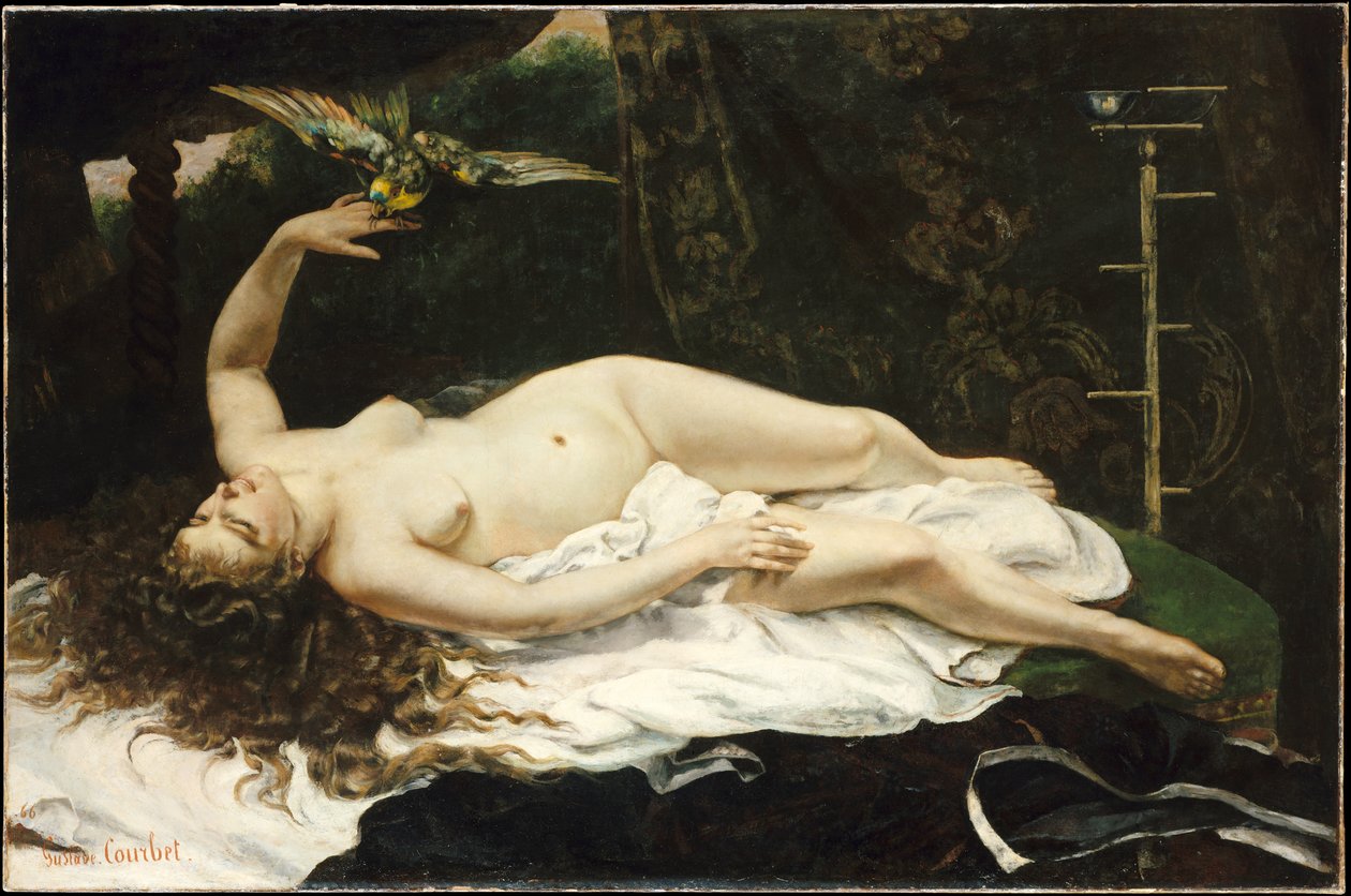 Francouzština:  La Femme au perroquet Žena s papouškem od Gustave Courbet