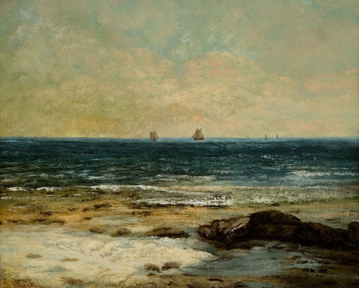 Francouzsky: Les Bords de la mer à Palavas od Gustave Courbet