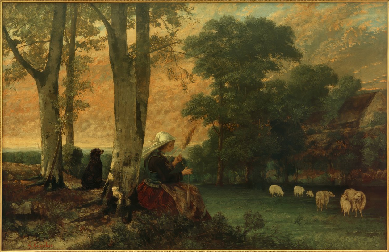 Pastýřka (The Breton Spinner) od Gustave Courbet
