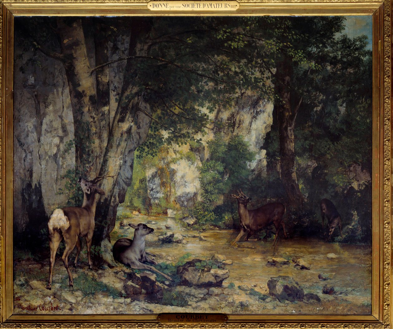 Doručení jelenů do potoka Plaisir Fontaine Malba Gustava Courbeta (1819-1877) 1866 Ne. 1,74 x 2,09 m. od Gustave Courbet