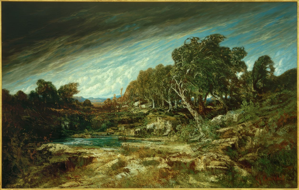 Poryv větru, les Fontainebleau od Gustave Courbet