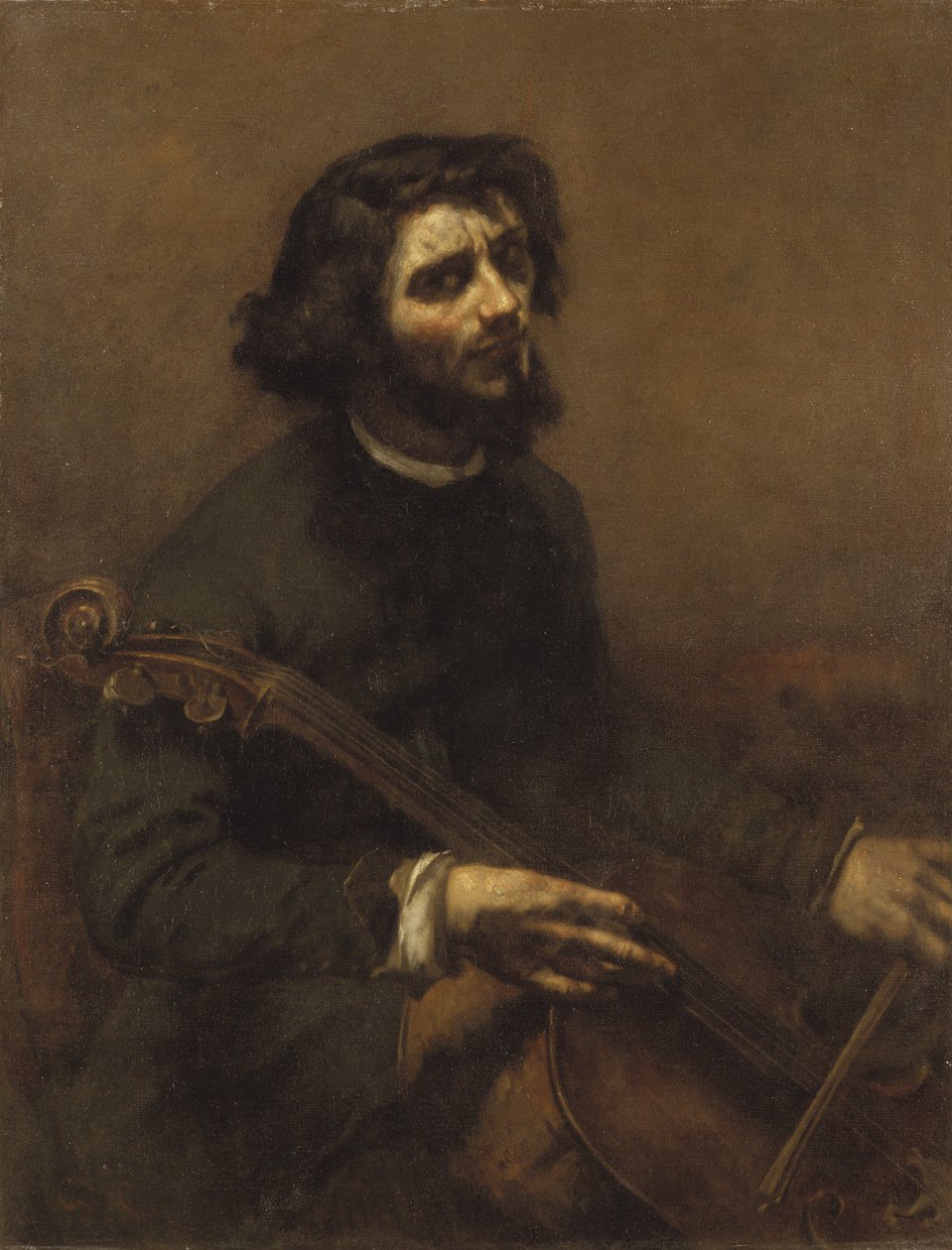 Violoncellista (autoportrét) - Violoncellista (Autoportrét), Courbet, Gustave (1819-1877). olej na plátně od Gustave Courbet