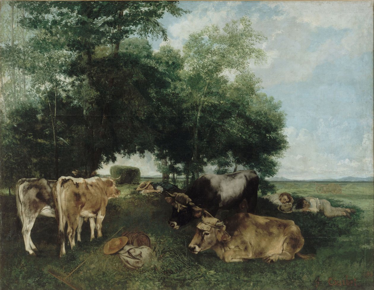 Nap během Haying Season, Doubs Mountains od Gustave Courbet