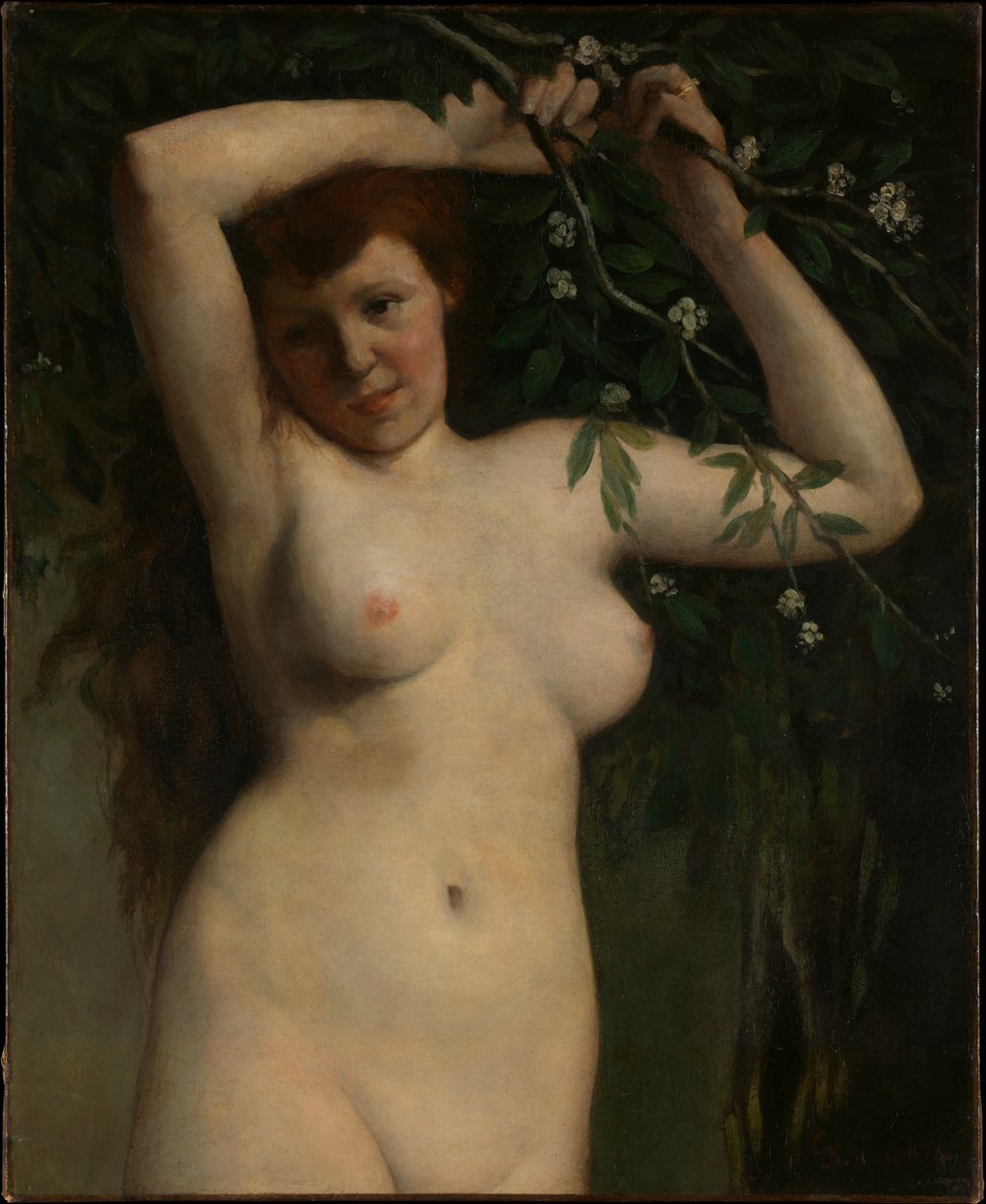 Akt s kvetoucí větví od Gustave Courbet