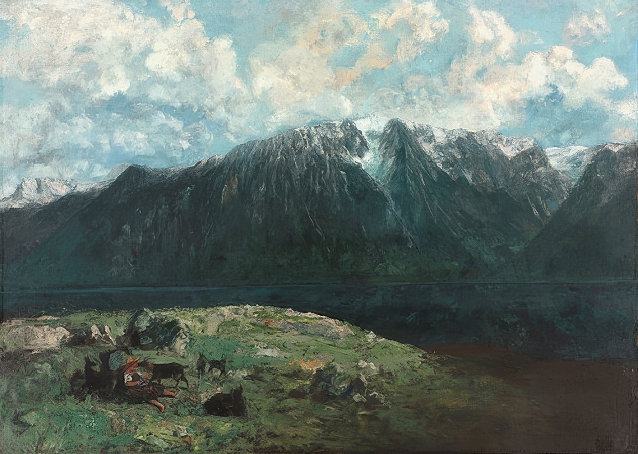Panoramatický výhled na Alpy, Les Dents du Midi. 1877 od Gustave Courbet