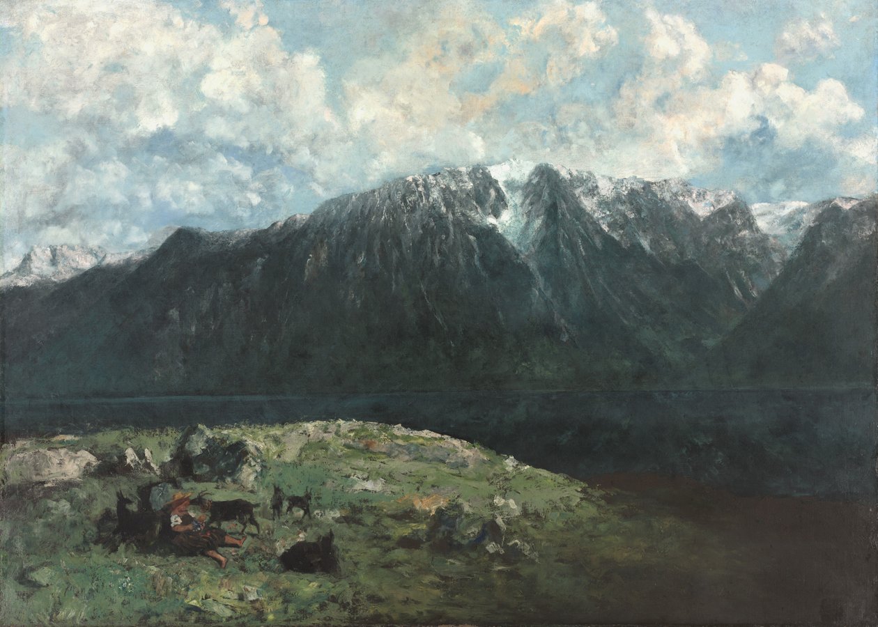 Panoramatický výhled na Alpy, Les Dents du Midi od Gustave Courbet