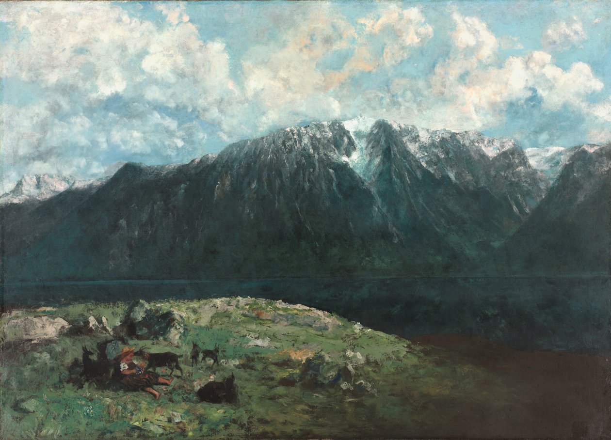 Panoramatický výhled na Alpy, Les Dents du Midi, 1877 od Gustave Courbet