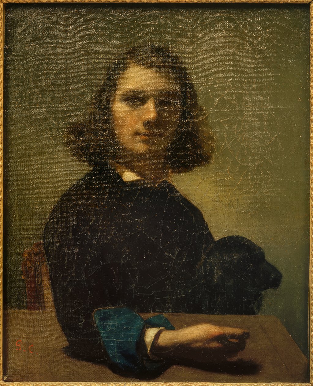 Malý umělec portrét s černým psem od Gustave Courbet