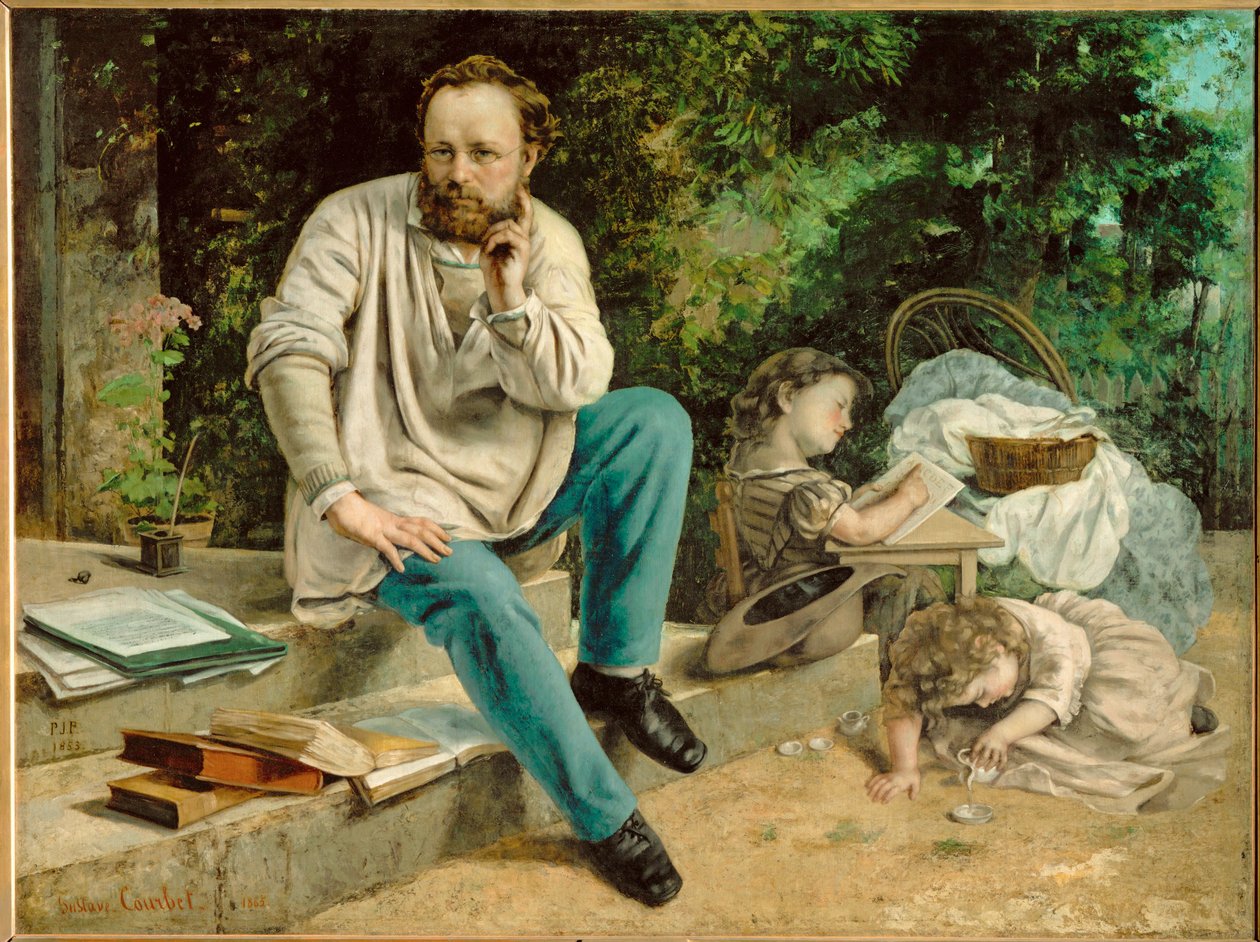 Pierre-Joseph Proudhon a jeho děti (malba na plátně) od Gustave Courbet