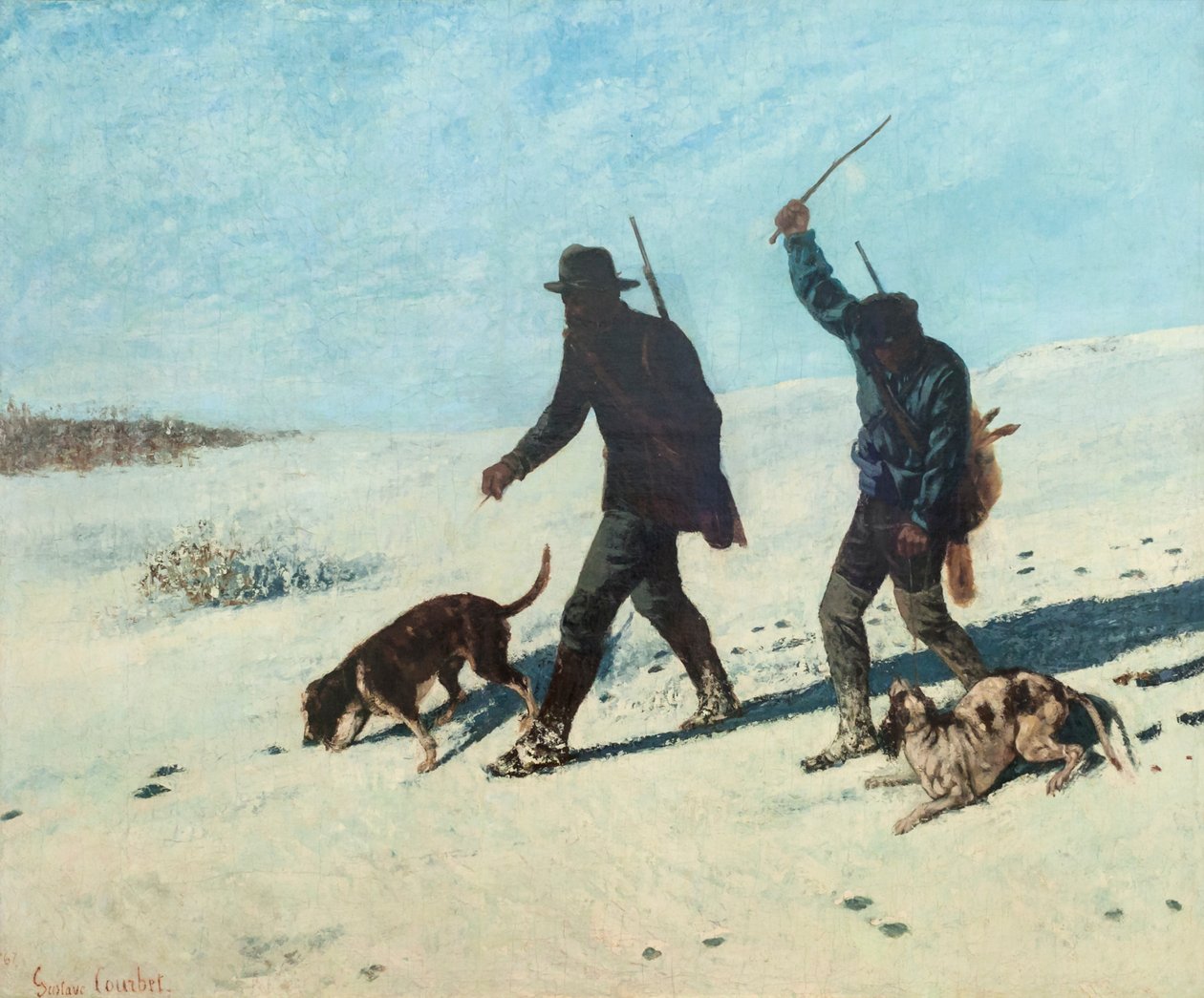 Pytláci ve sněhu od Gustave Courbet