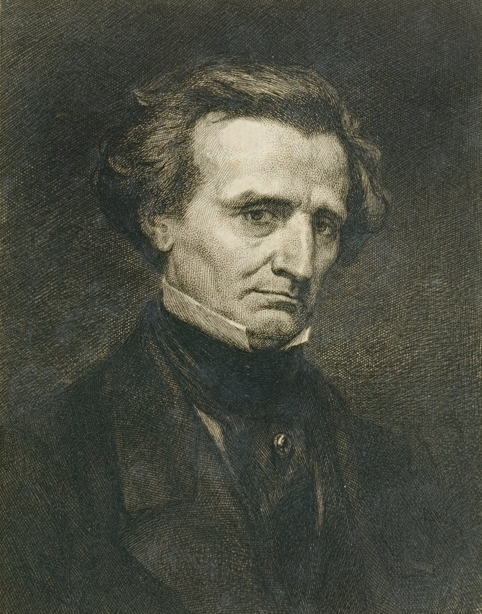 Portrét Hectora Berlioze (1803-69) ryl A. Gilbert, hospod. v „Gazette des Beaux-Arts“ od Gustave Courbet