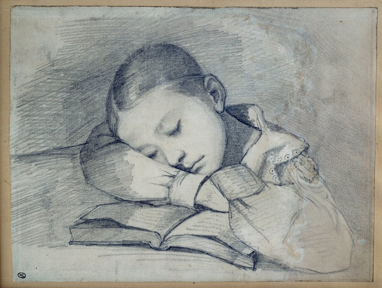 Portrét spící Juliette Courbet. Kresba na olověném dole od Gustava Courbeta (1819-1877). 1841. Rozm. 0,20 x 0,26. Paříž, Musee d