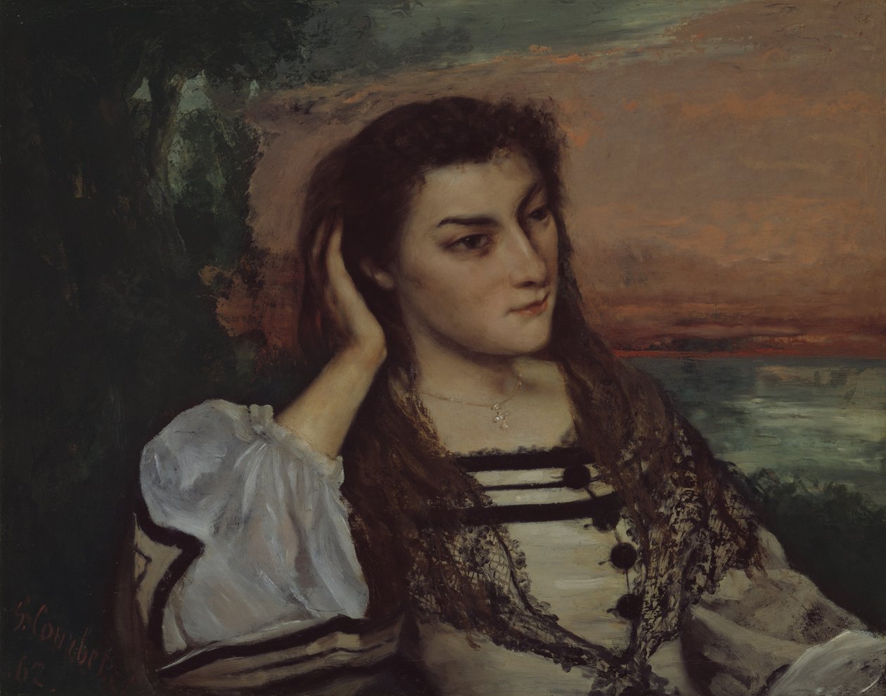 Rêverie (Portrét Gabrielle Borreau) od Gustave Courbet