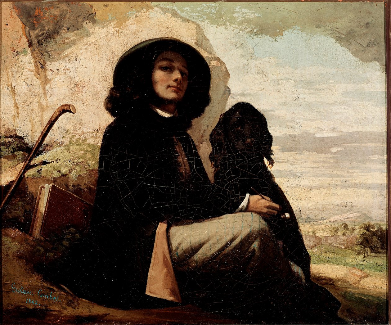 Autoportrét s černým psem Gustave Courbet (1819-1877) 1842 od Gustave Courbet