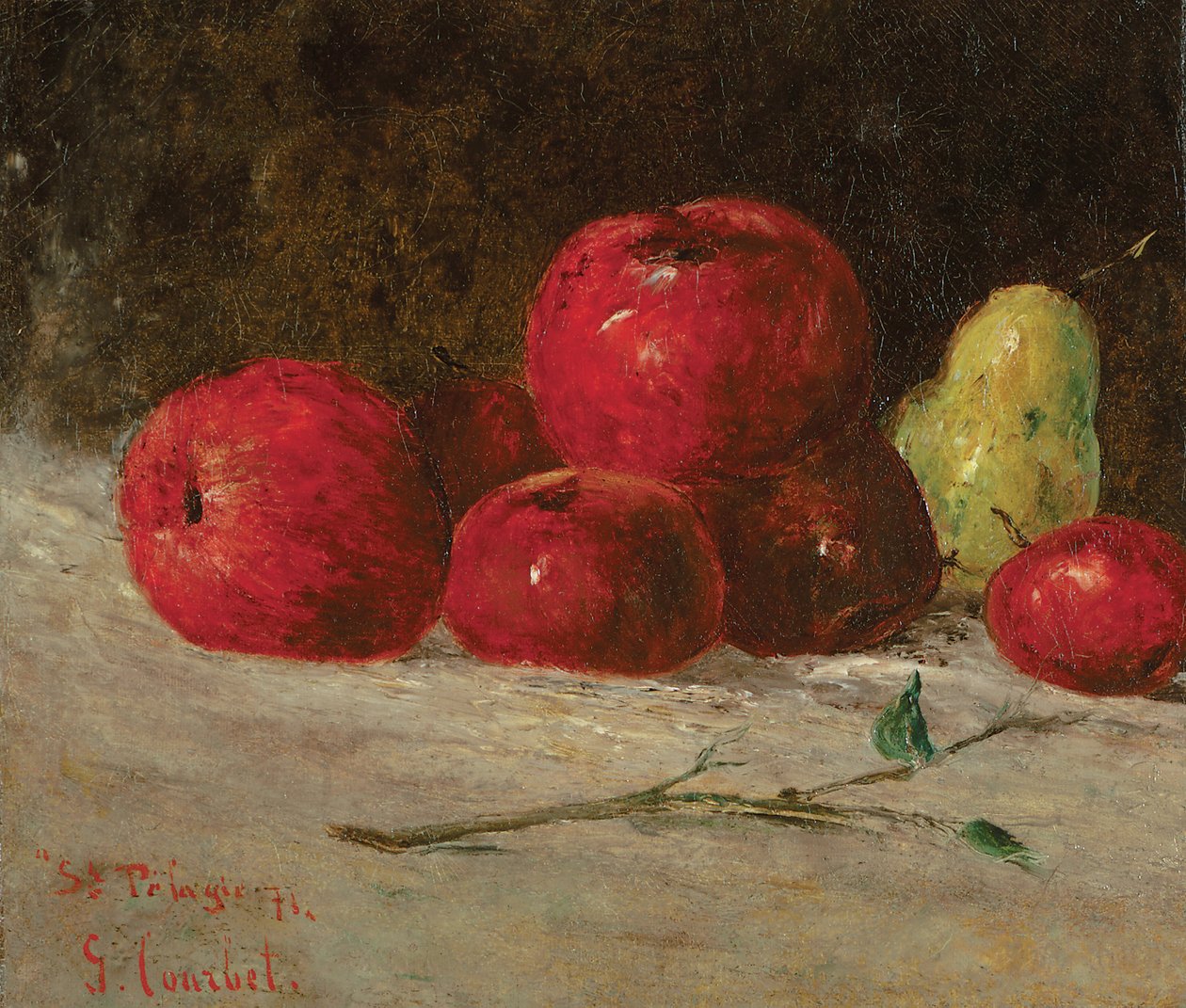 Zátiší, jablka a hrušky, 1871 od Gustave Courbet