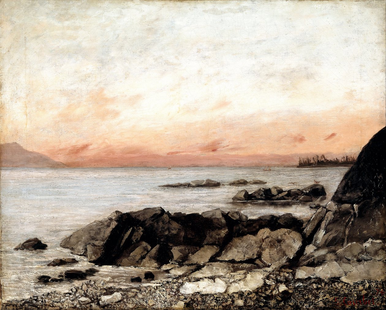 Západ slunce, Vevey, Švýcarsko od Gustave Courbet