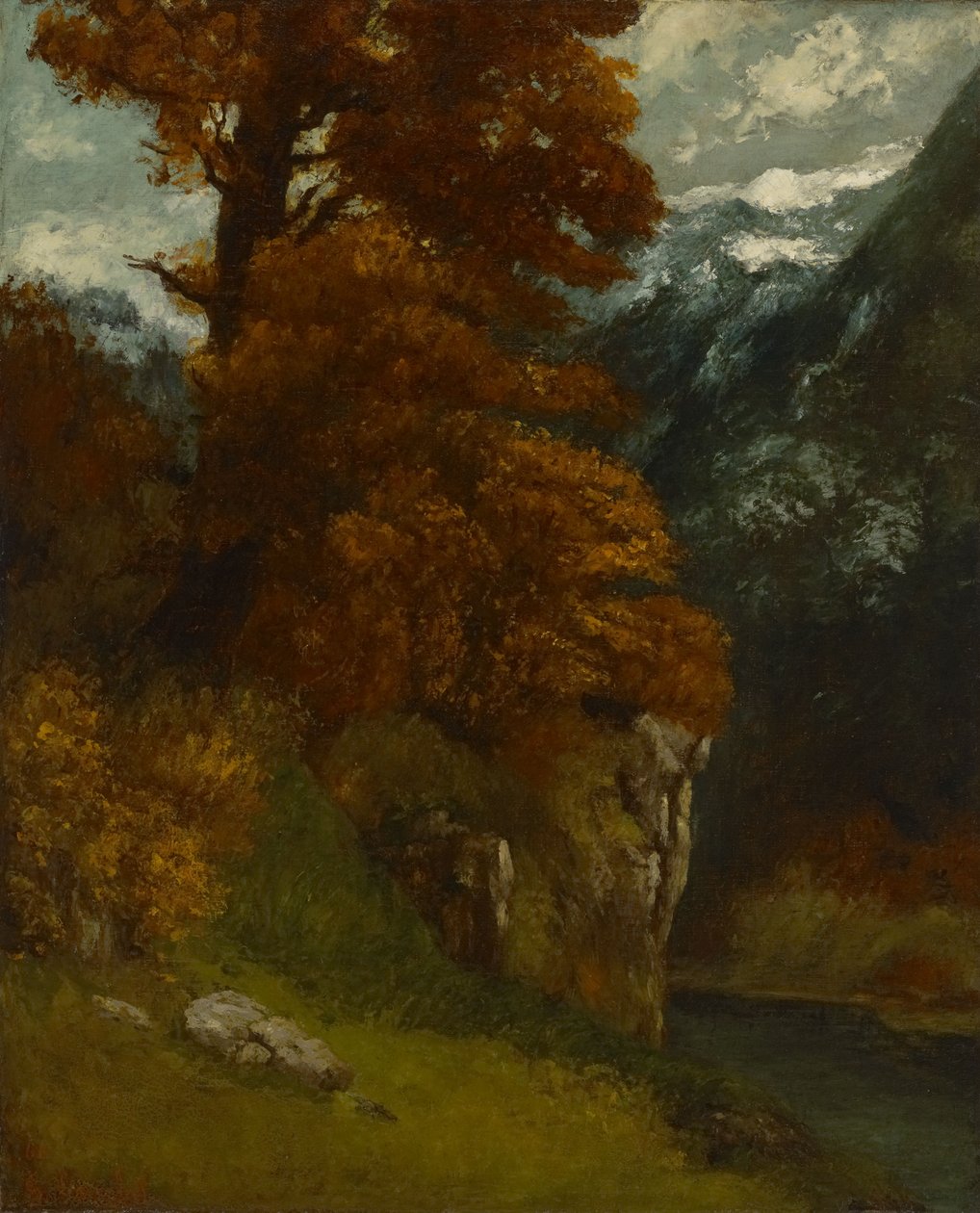 The Glen v Ornans (břehy řeky Doubs; podzimní atmosféra) od Gustave Courbet