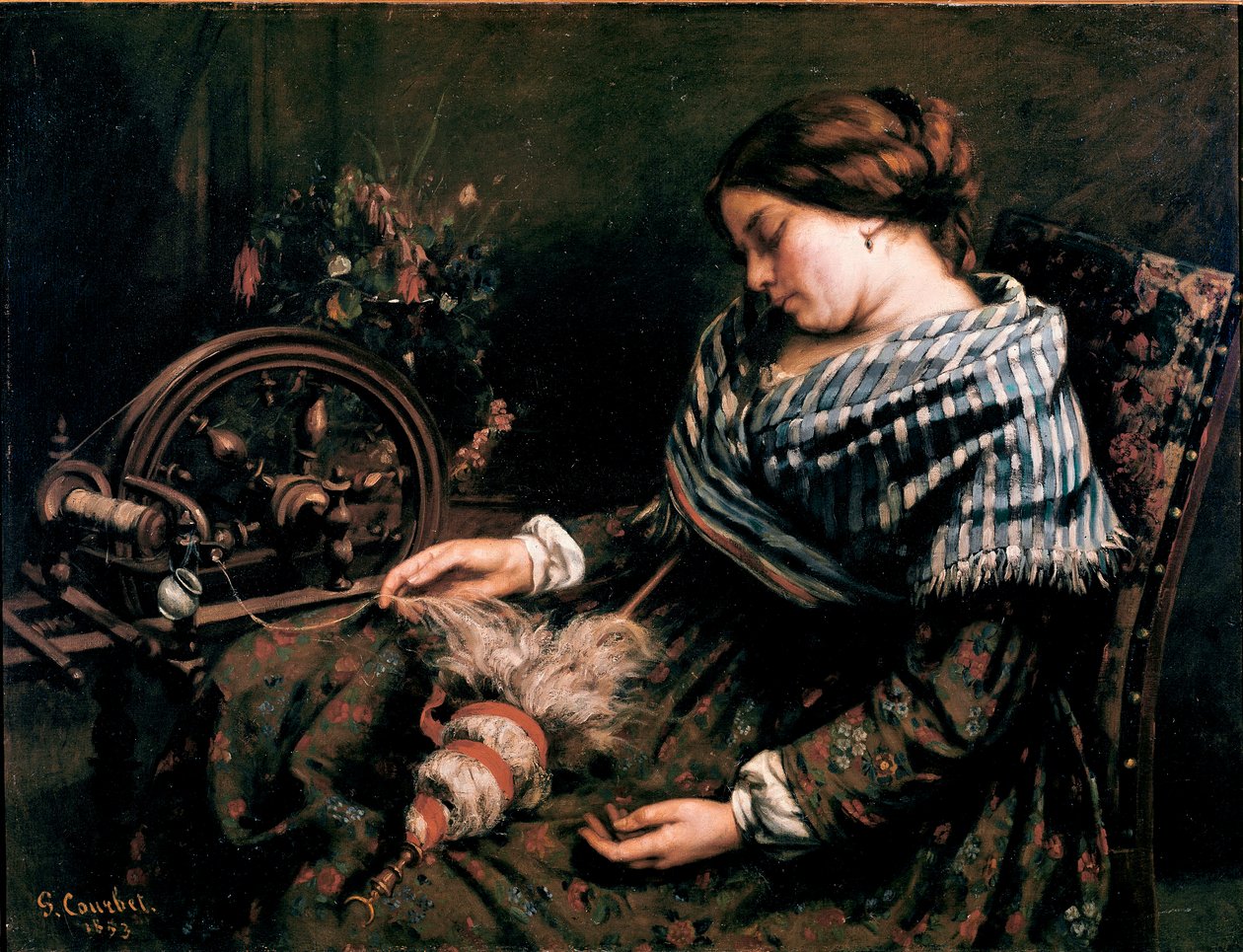 Obraz Spící přadlena od Gustava Courbeta (1819-1877) 1853 Rozm. 91x115 cm Montpellier, Musee Fabre od Gustave Courbet