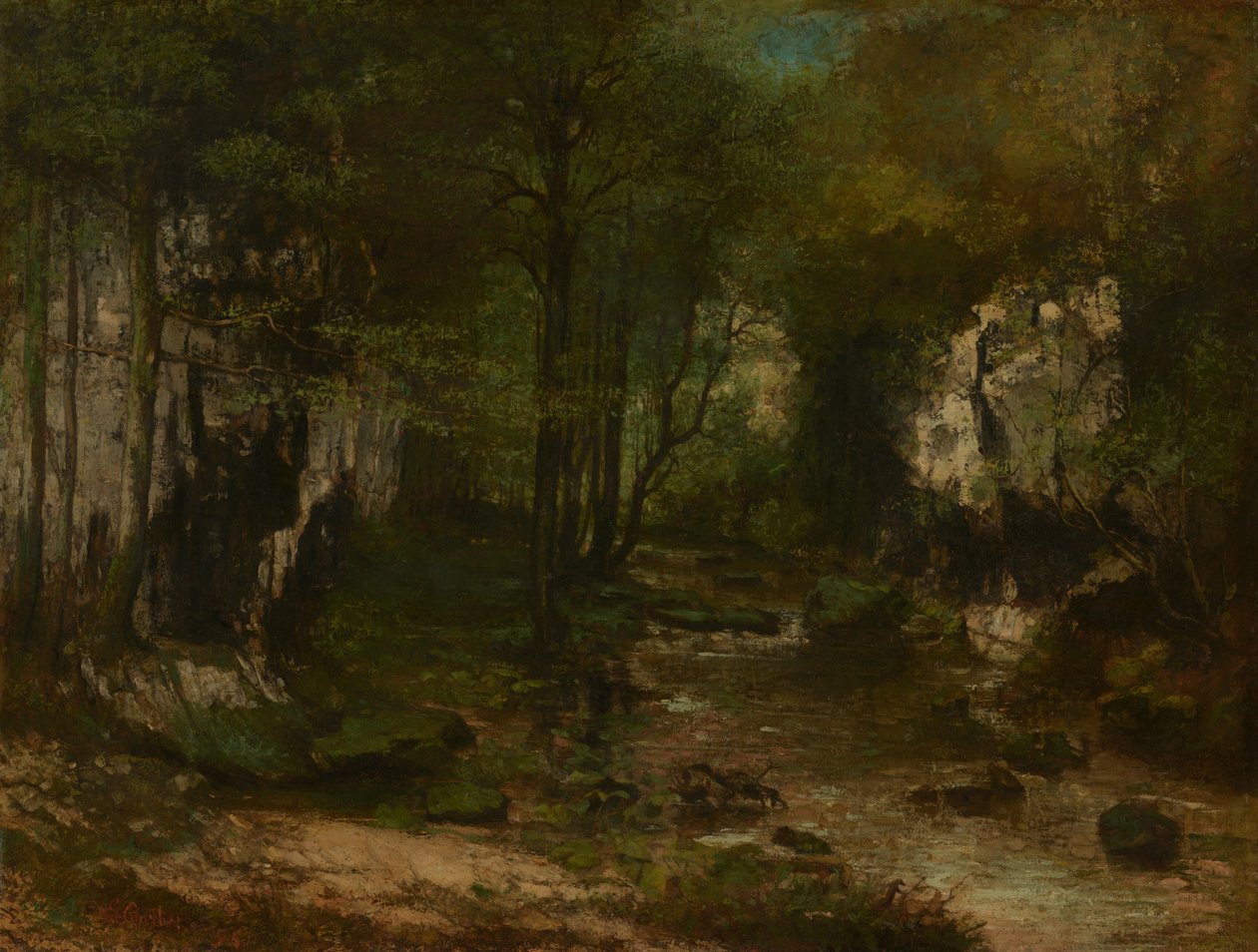 The Stream (Potok z Puits-Noir; údolí řeky Loue) od Gustave Courbet