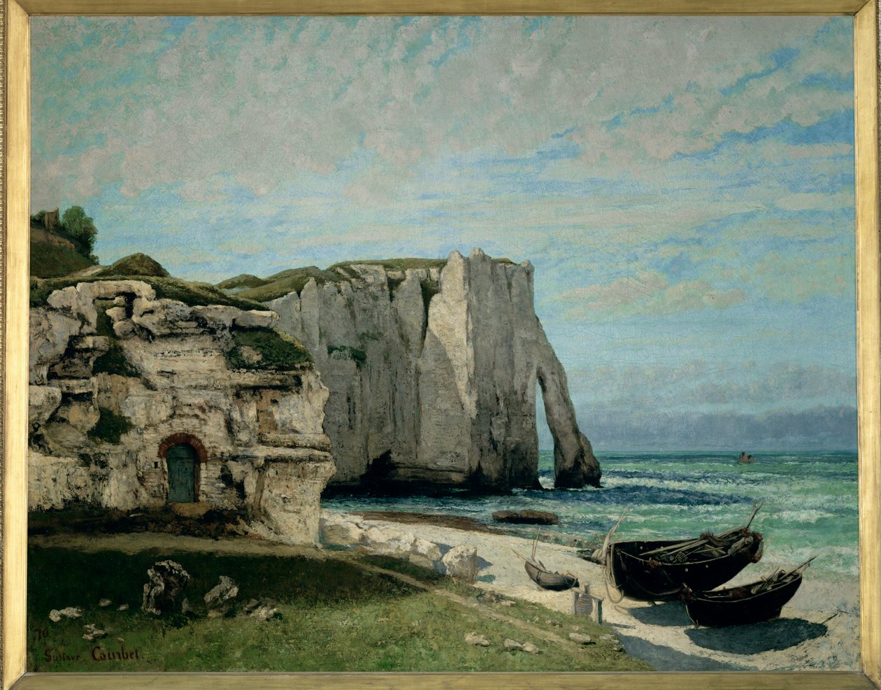 Útes Etretat po bouřce (malba na plátně) od Gustave Courbet