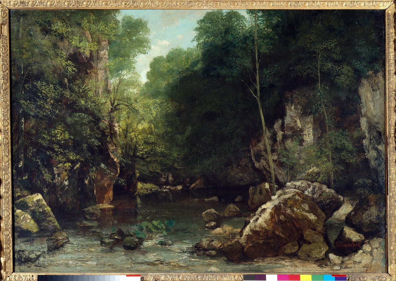 Krytý potok, známý jako vstup do Vallee du Puits-Noir, Doubs: Effect of Twilight Painting od Gustava Courbeta (1819-1877) 1865 Dim. 0,94 x 1,35 m. Paříž. Muzeum Orsay od Gustave Courbet