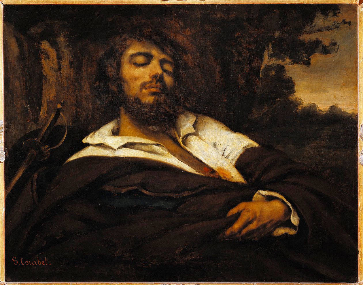 Malířova autoportrétní zranění. (olej na plátně od Gustave Courbet