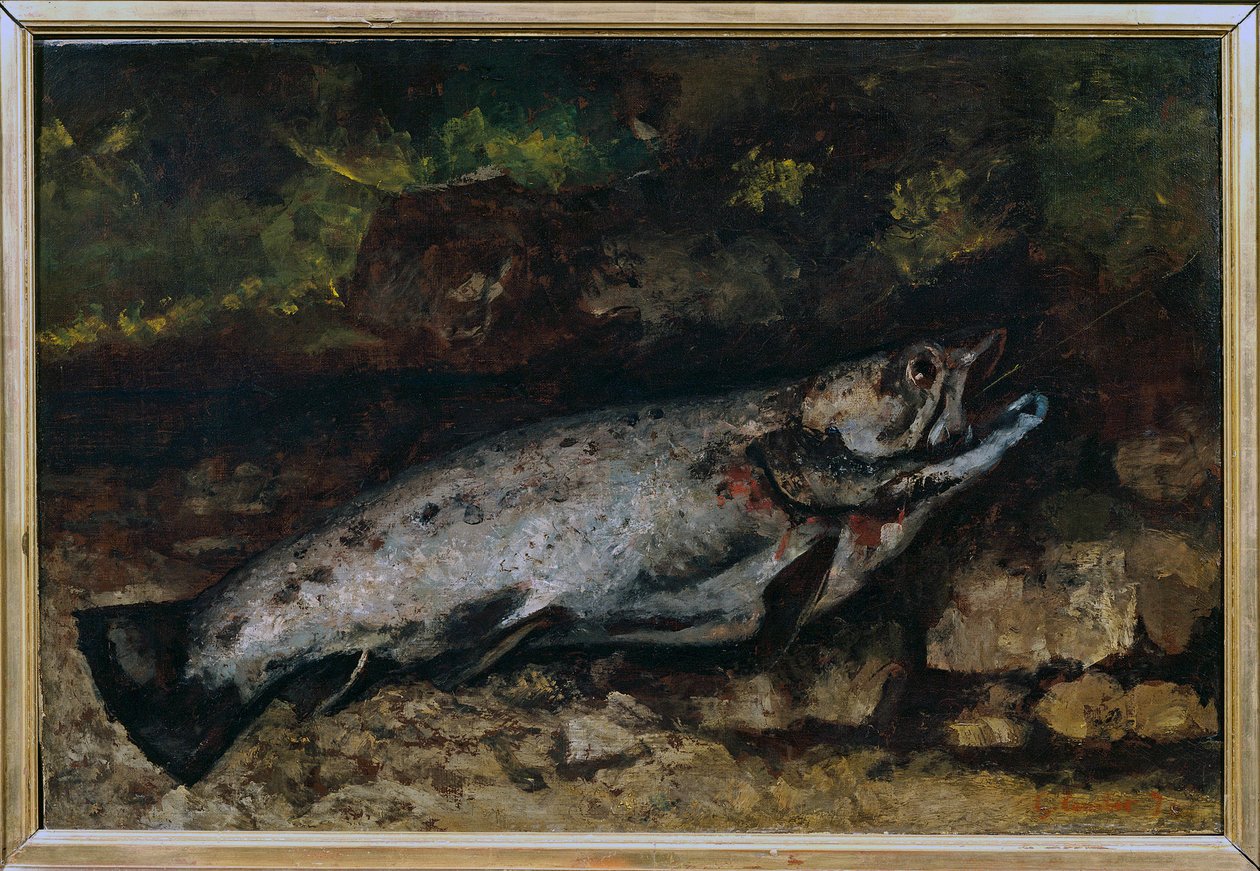 Pstruhové zátiší ryb. Obraz Gustava Courbeta (1819-1877) od Gustave Courbet