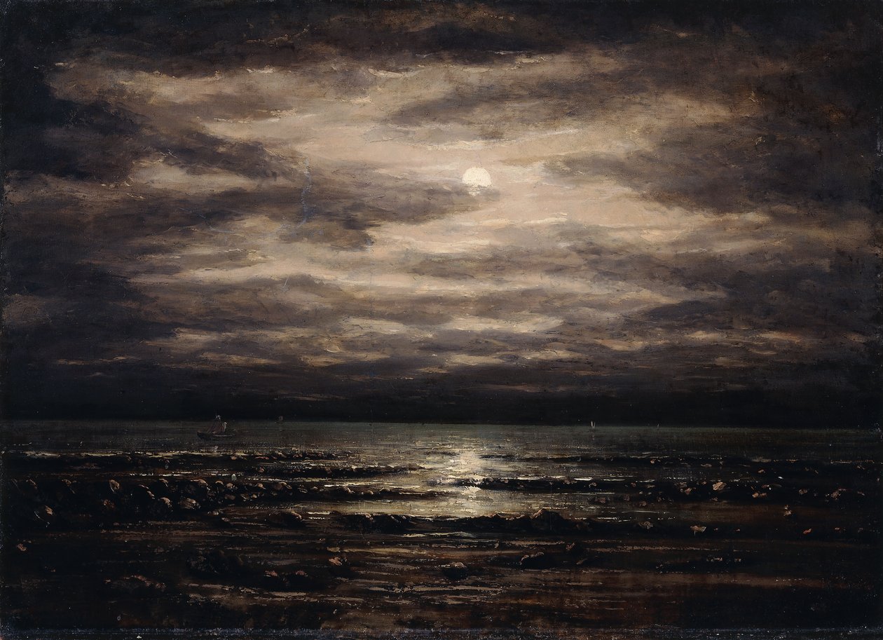 Soumrak na jezeře Leman v Bon Port, 1876 od Gustave Courbet