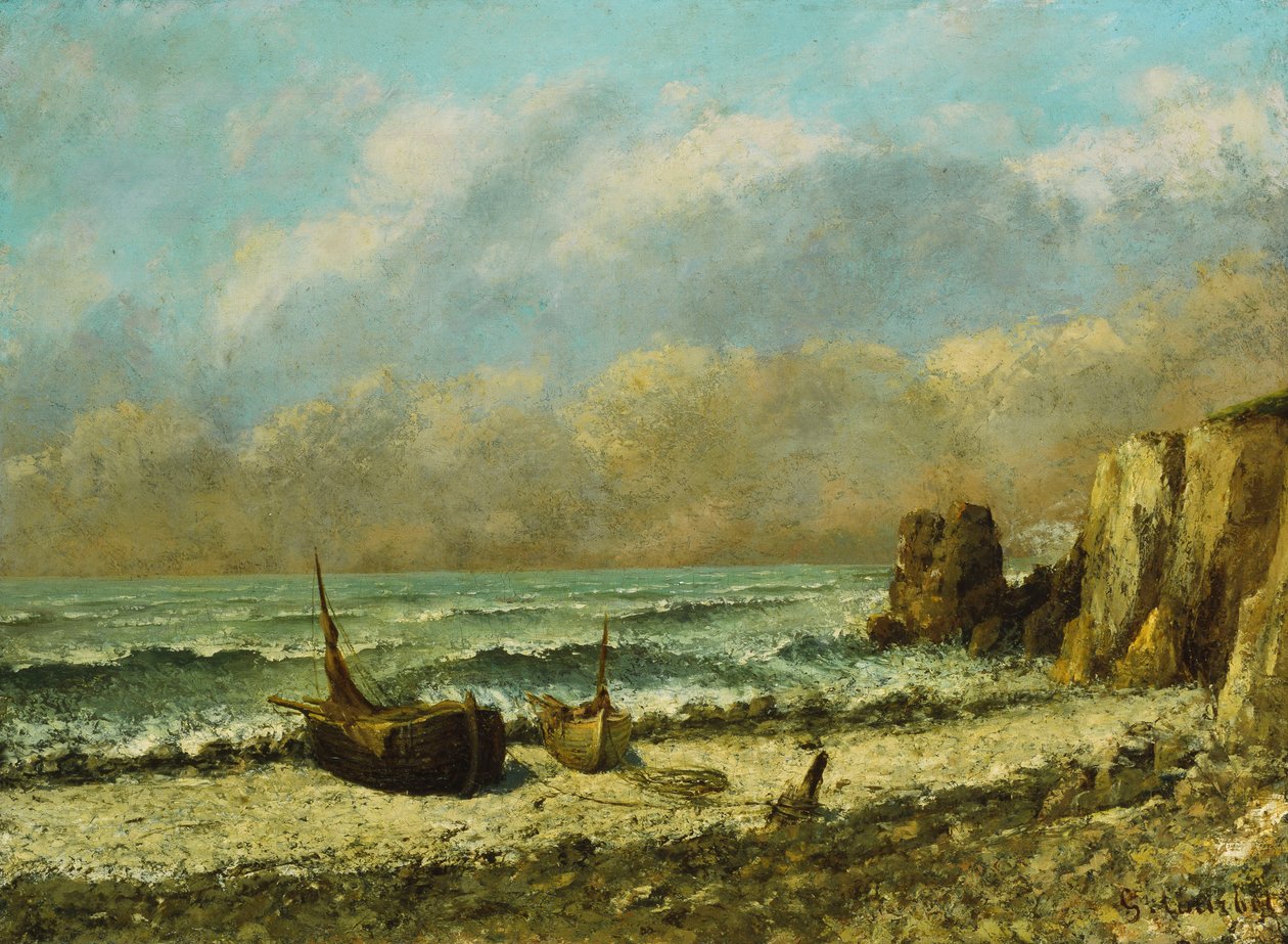Dvě lodě na pláži, od Gustave Courbet