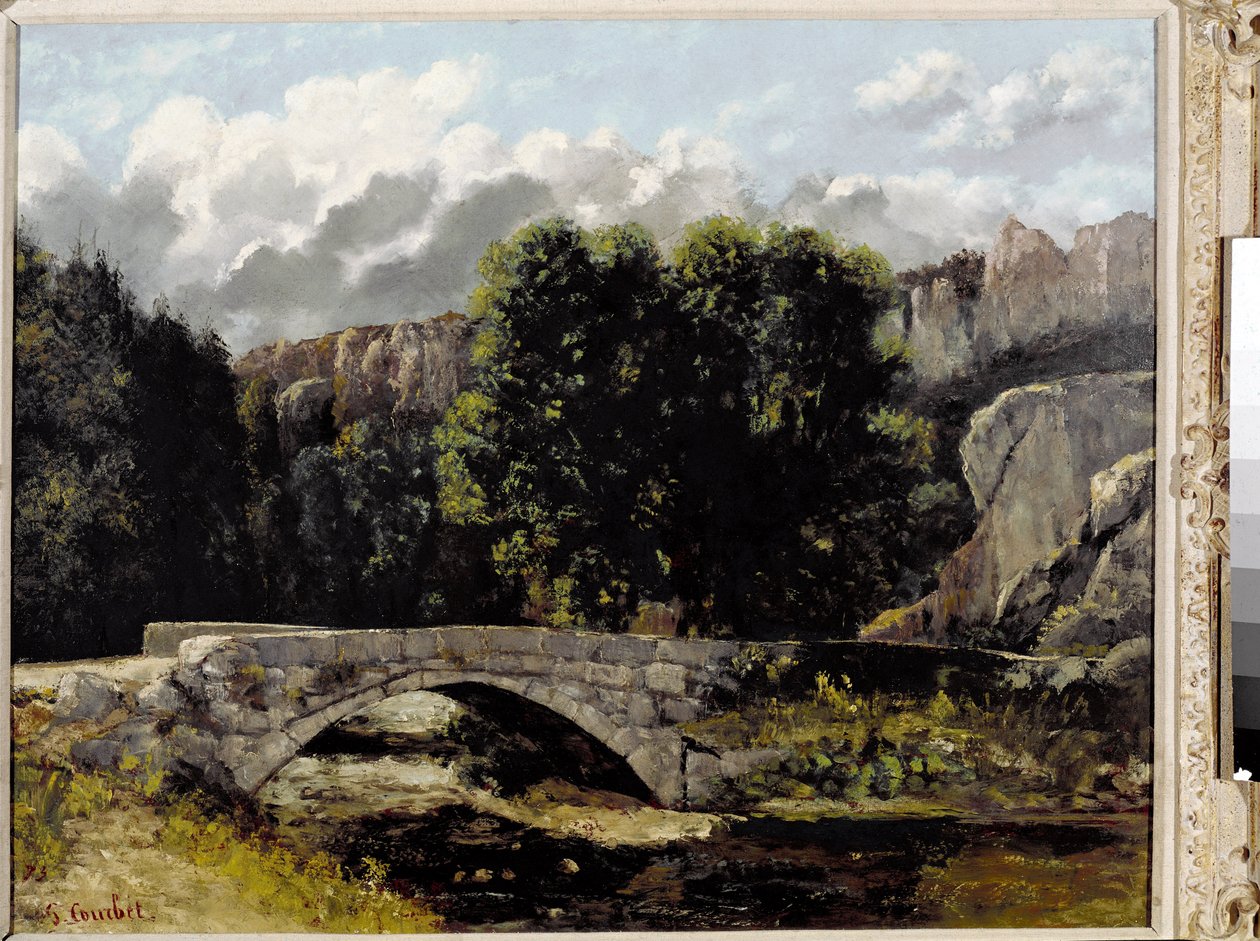 Pohled na most Saint Sulpice ve Fleurier, Švýcarsko (olej na plátně od Gustave Courbet