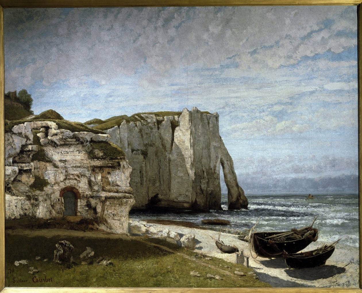 Pohled na útesy Etretatu po bouři, Normandie od Gustave Courbet