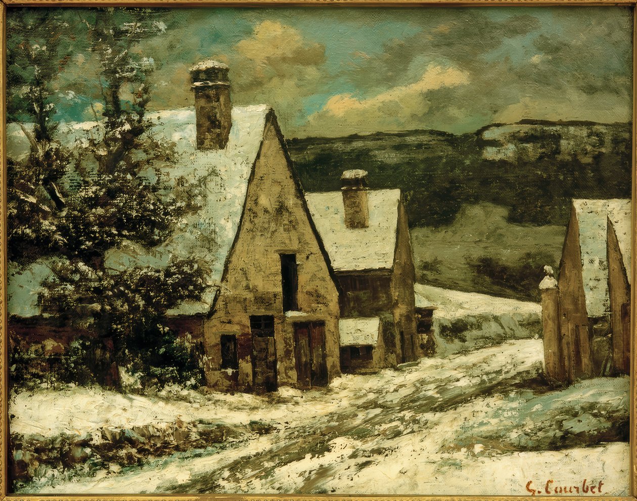 Vesnice pod sněhem od Gustave Courbet