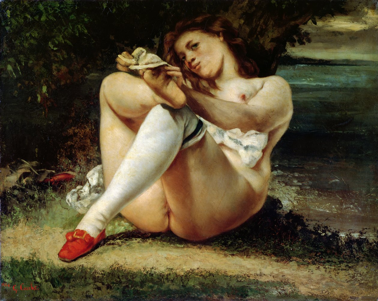 Žena v bílých punčochách, kolem roku 1861 od Gustave Courbet