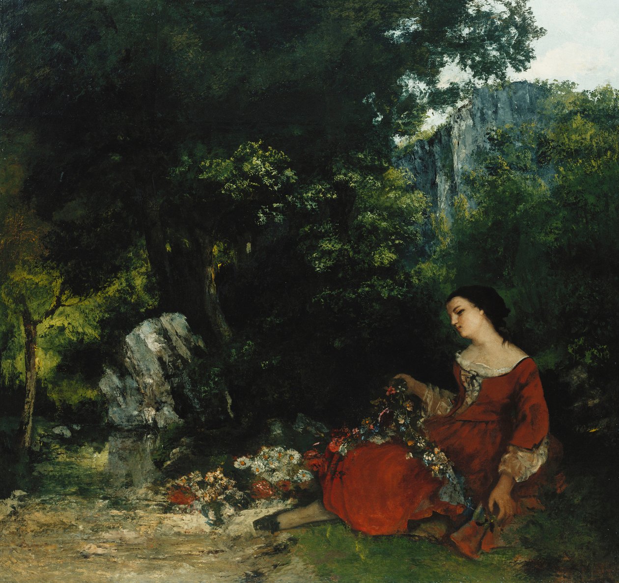 Žena s girlandou; Femme a la Guirlande, 1856 od Gustave Courbet