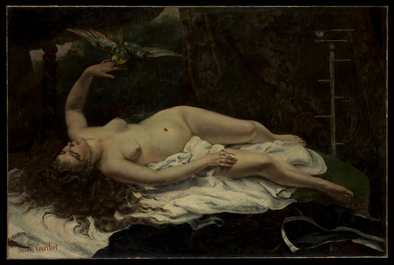 Žena s papouškem od Gustave Courbet