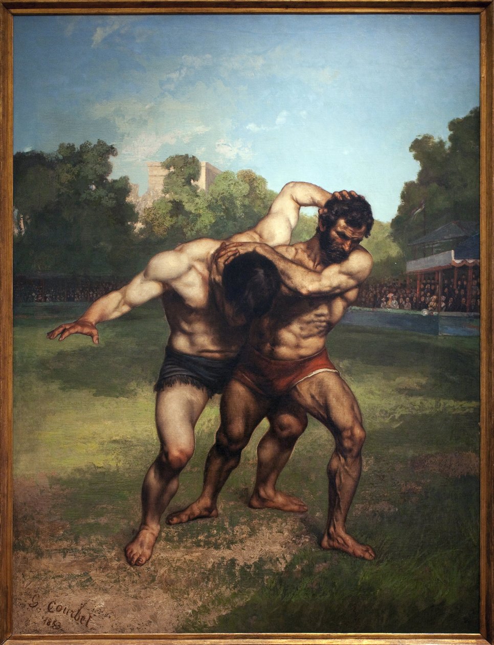Zápasníci. Obraz Gustava Courbeta (1819-1877), Olej na plátně od Gustave Courbet