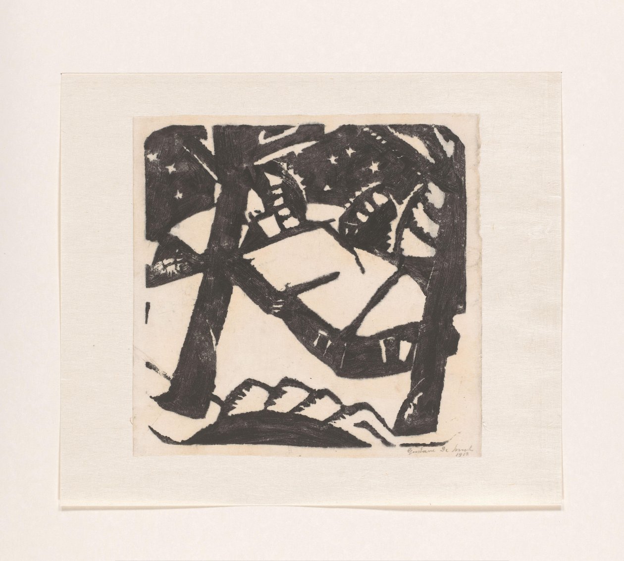 Stromy a zasněžené střechy od Gustave De Smet (signed by artist)