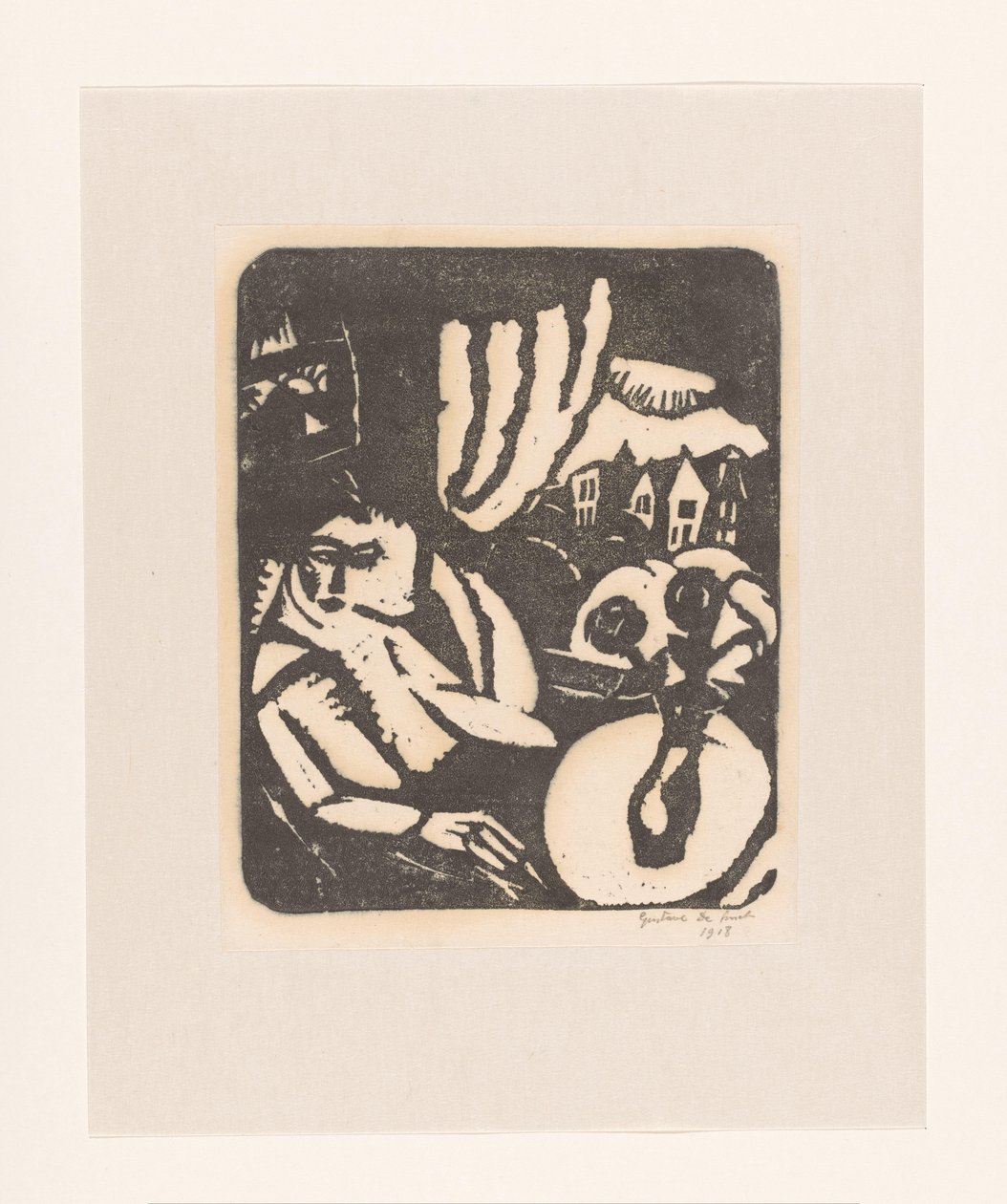 Žena sedí u okna od Gustave De Smet (signed by artist)