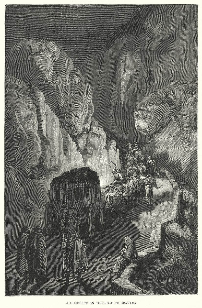 Pilnost na cestě do Granady (rytina) od Gustave Dore