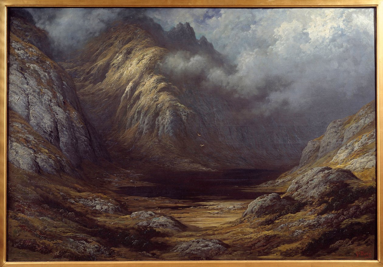 Jezero ve Skotsku po bouři. Obraz Gustava Dore (1832-1883) od Gustave Dore