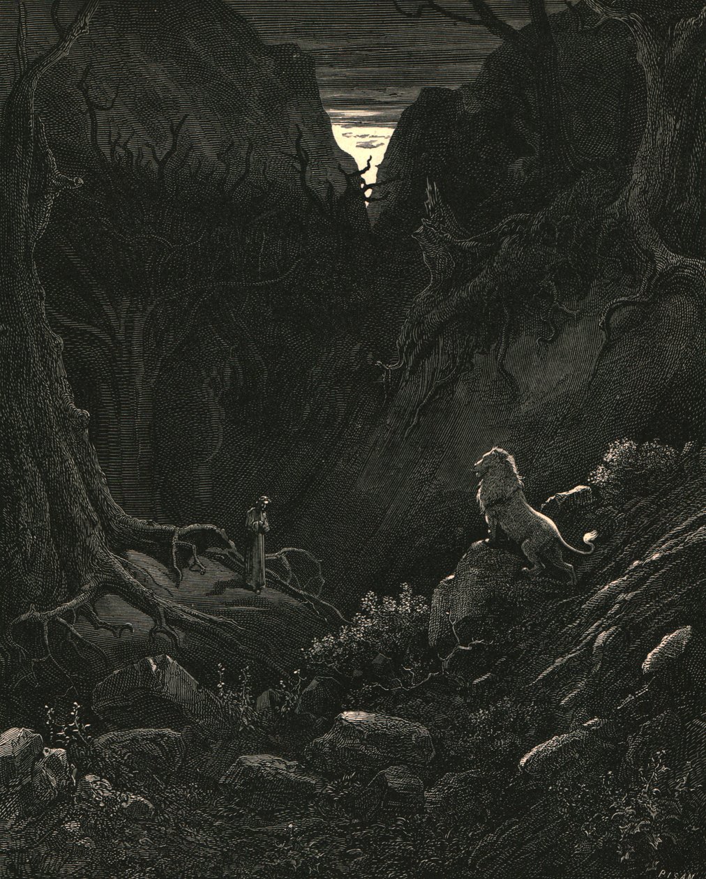Přišel proti mně lev, jak se zdá, c1890. od Gustave Dore