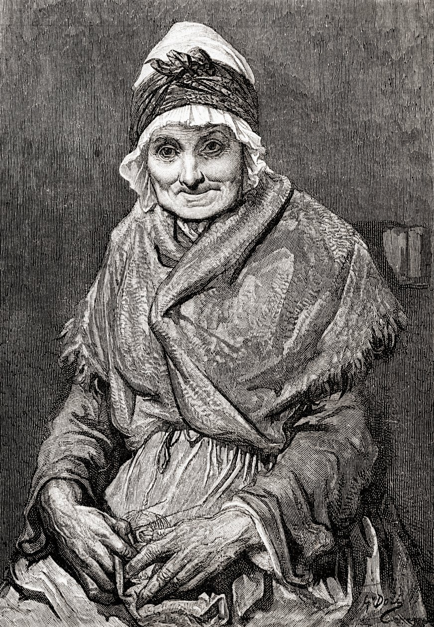Podle kresby své sestry Francoise, kterou v roce 1880 nakreslil Gustave Dore. Z knihy Život a vzpomínky Gustava Dorea, vydané v roce 1885. od Gustave Dore