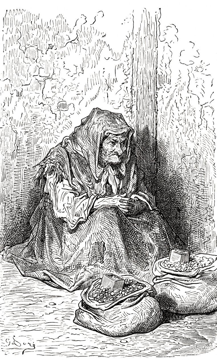 Podle skici staré Španělky od Gustava Doreho. Z knihy Život a vzpomínky Gustava Doreho, vydané v roce 1885. od Gustave Dore