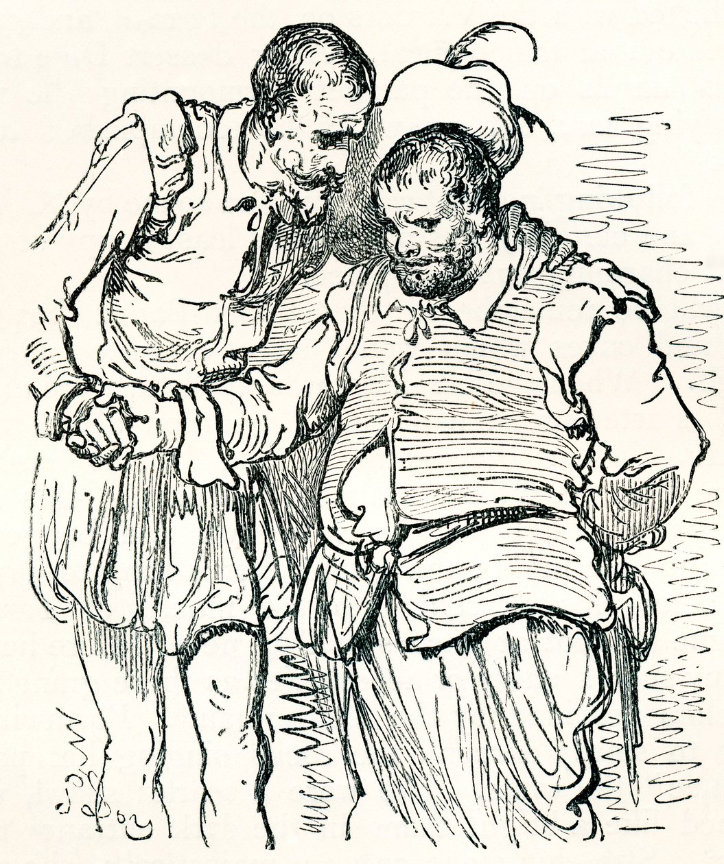 Podle originální kresby Dona Quijota a Sancho Panzy od Gustava Doreho. Z knihy Život a vzpomínky Gustava Doreho, vydané v roce 1885. od Gustave Dore