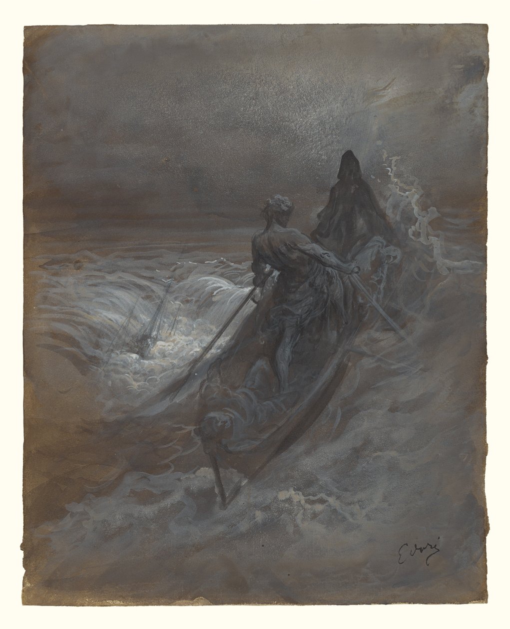 Po ztroskotání lodi - návrh ilustrace Coleridgeova románu The Rime of the Ancient Mariner (Píseň o starém námořníkovi) od Gustave Dore