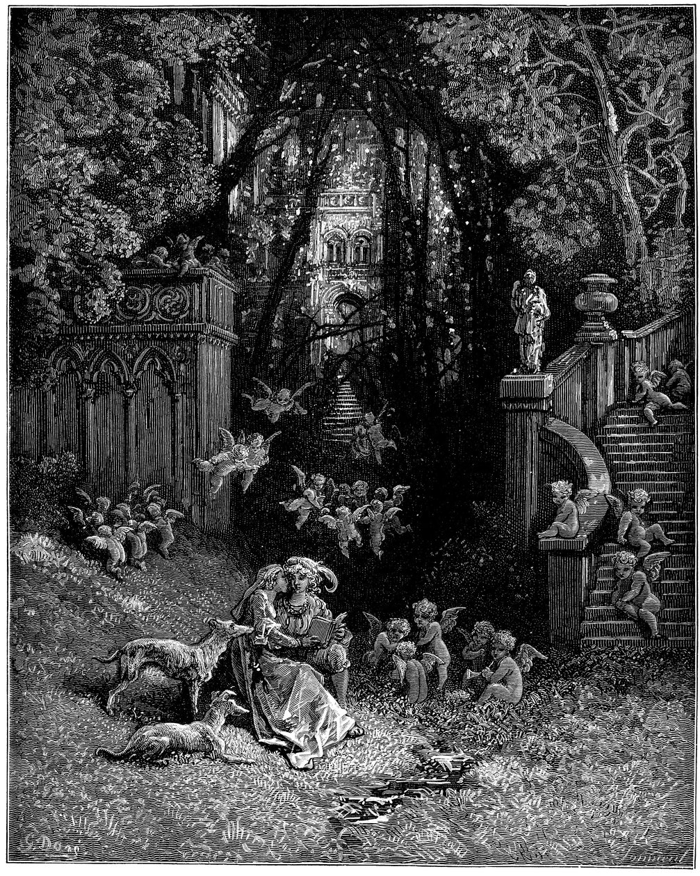 Alcina a Ruggiero jako šťastní milenci, od Gustave Dore